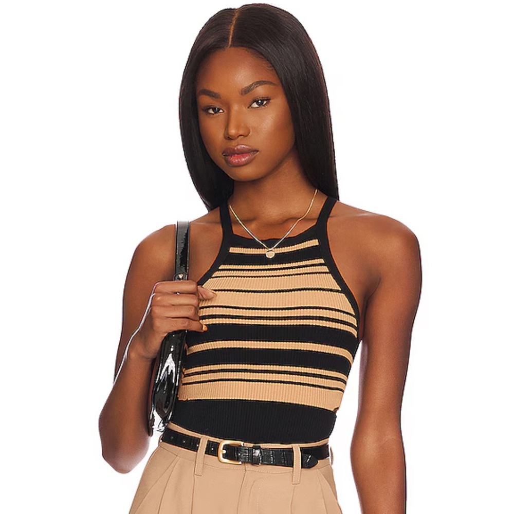 Elegant Striped Black and Tan Camisole